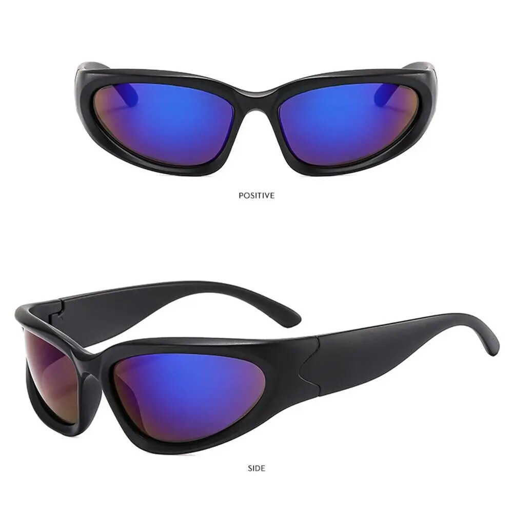 Y2K Wrap Around Sunglasses Futuristic Oval Sports Sun Glasses 2022 Trendy Fashion Shades Vintage Punk Goggle Eyewear