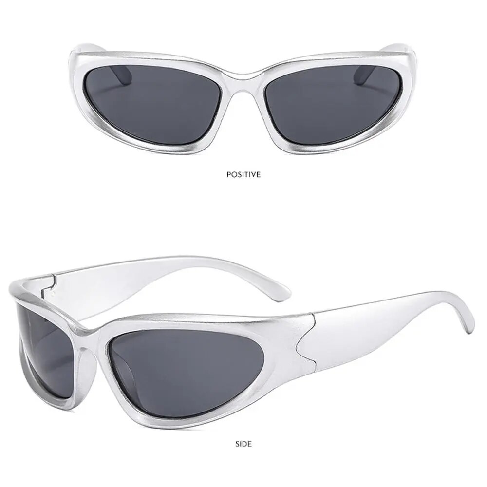 Y2K Wrap Around Sunglasses Futuristic Oval Sports Sun Glasses 2022 Trendy Fashion Shades Vintage Punk Goggle Eyewear