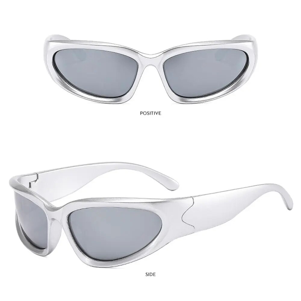 Y2K Wrap Around Sunglasses Futuristic Oval Sports Sun Glasses 2022 Trendy Fashion Shades Vintage Punk Goggle Eyewear