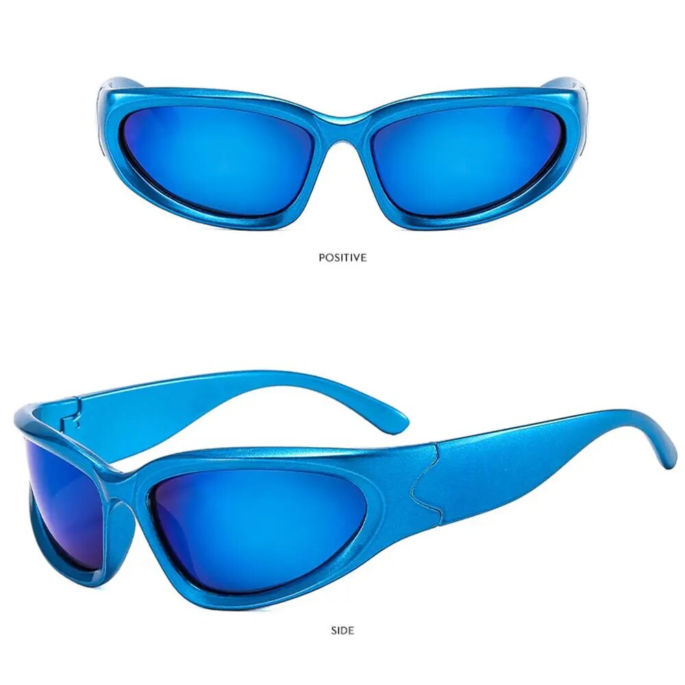 Y2K Wrap Around Sunglasses Futuristic Oval Sports Sun Glasses 2022 Trendy Fashion Shades Vintage Punk Goggle Eyewear