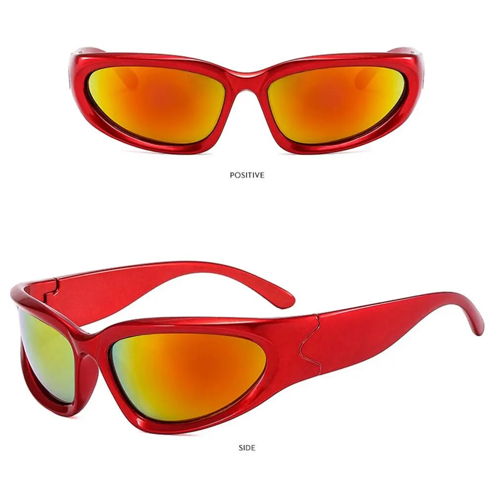 Y2K Wrap Around Sunglasses Futuristic Oval Sports Sun Glasses 2022 Trendy Fashion Shades Vintage Punk Goggle Eyewear