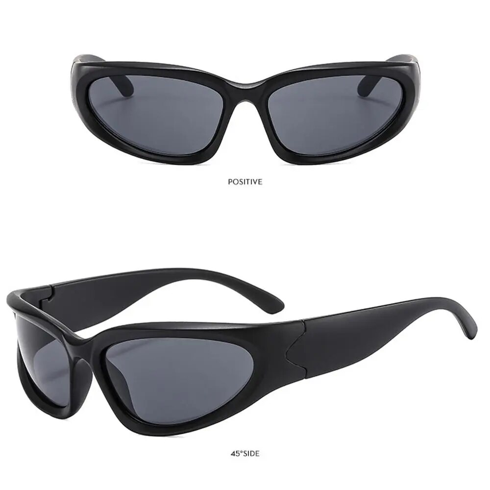 Y2K Wrap Around Sunglasses Futuristic Oval Sports Sun Glasses 2022 Trendy Fashion Shades Vintage Punk Goggle Eyewear