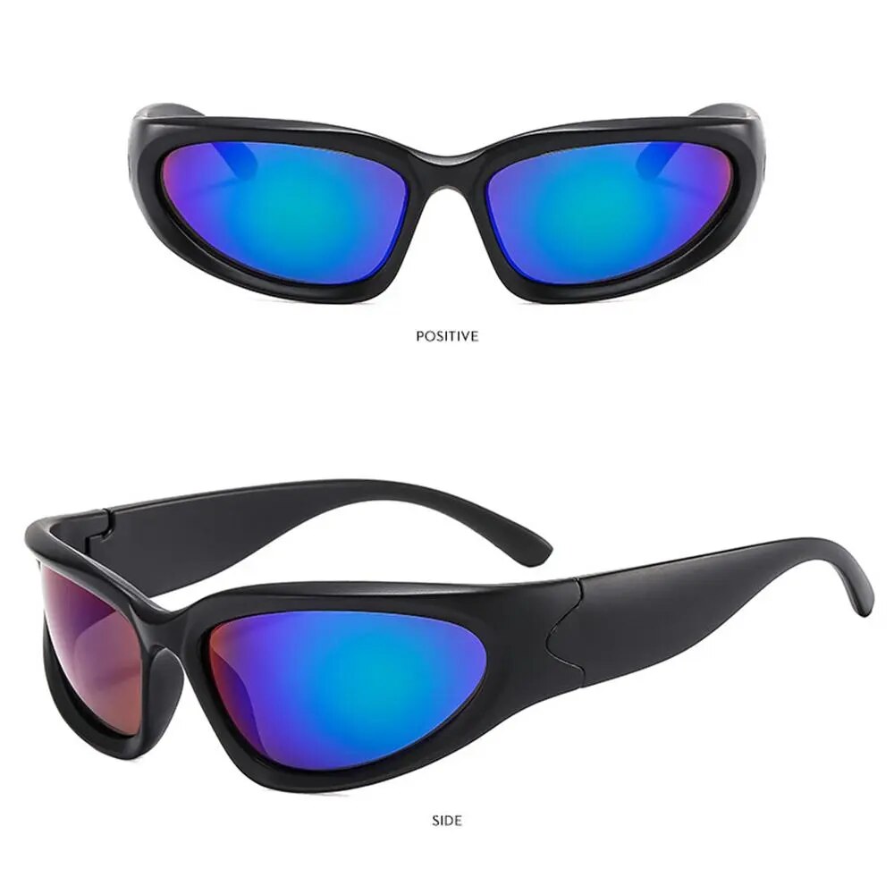 Y2K Wrap Around Sunglasses Futuristic Oval Sports Sun Glasses 2022 Trendy Fashion Shades Vintage Punk Goggle Eyewear