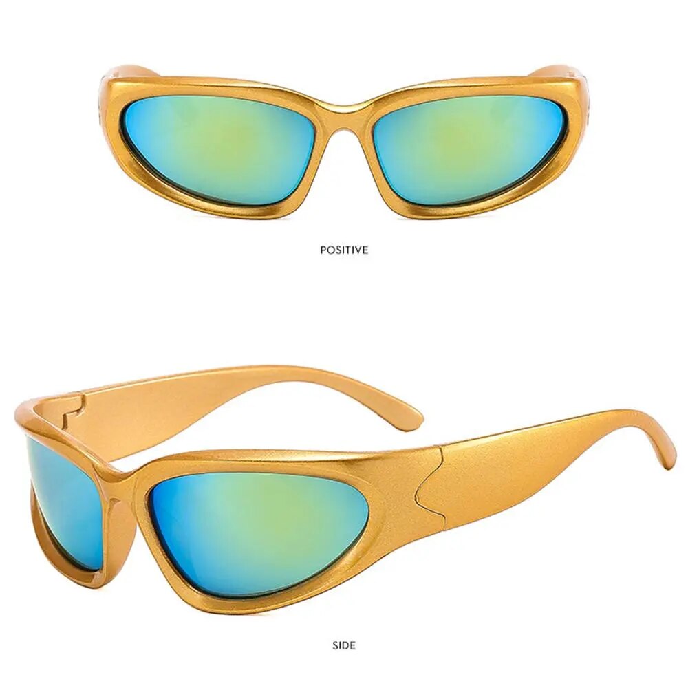 Y2K Wrap Around Sunglasses Futuristic Oval Sports Sun Glasses 2022 Trendy Fashion Shades Vintage Punk Goggle Eyewear