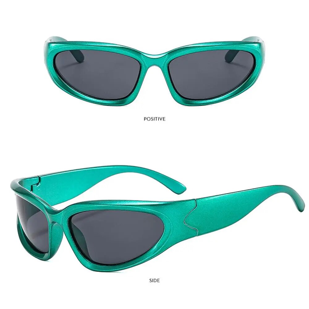 Y2K Wrap Around Sunglasses Futuristic Oval Sports Sun Glasses 2022 Trendy Fashion Shades Vintage Punk Goggle Eyewear