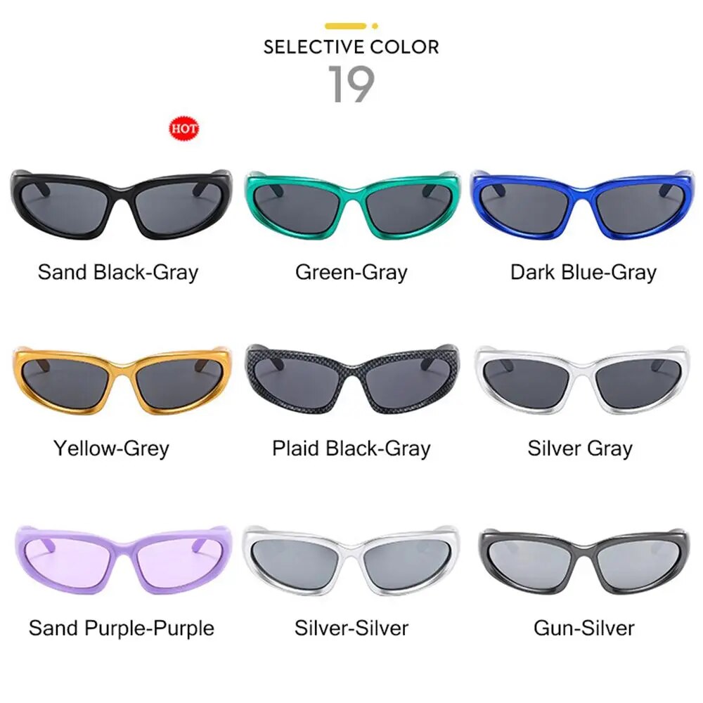 Y2K Wrap Around Sunglasses Futuristic Oval Sports Sun Glasses 2022 Trendy Fashion Shades Vintage Punk Goggle Eyewear