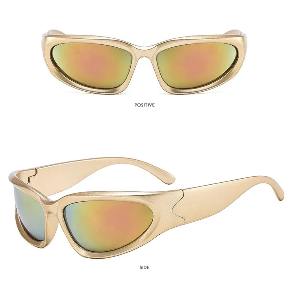 Y2K Wrap Around Sunglasses Futuristic Oval Sports Sun Glasses 2022 Trendy Fashion Shades Vintage Punk Goggle Eyewear