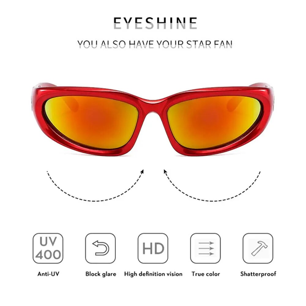 Y2K Wrap Around Sunglasses Futuristic Oval Sports Sun Glasses 2022 Trendy Fashion Shades Vintage Punk Goggle Eyewear