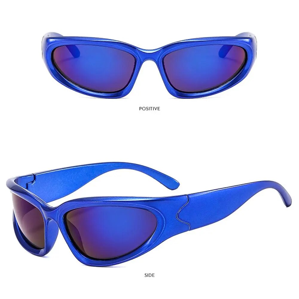 Y2K Wrap Around Sunglasses Futuristic Oval Sports Sun Glasses 2022 Trendy Fashion Shades Vintage Punk Goggle Eyewear