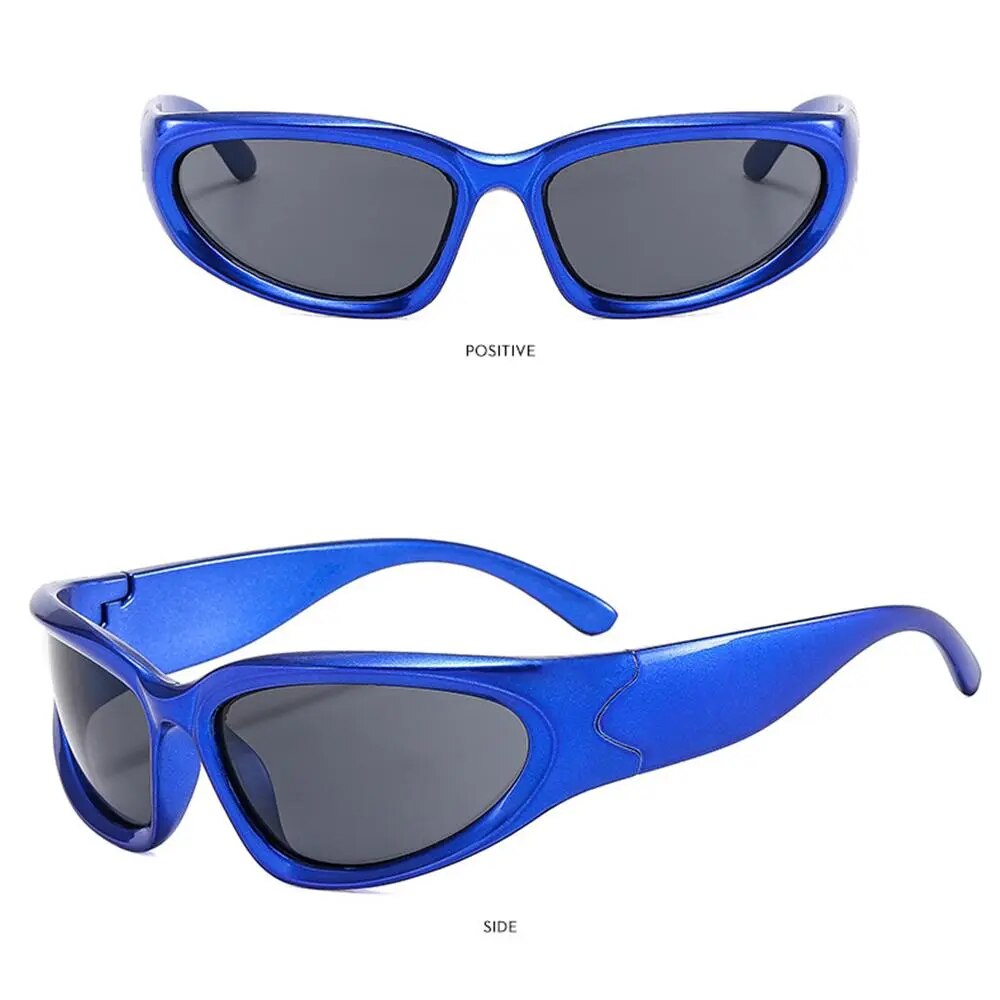 Y2K Wrap Around Sunglasses Futuristic Oval Sports Sun Glasses 2022 Trendy Fashion Shades Vintage Punk Goggle Eyewear