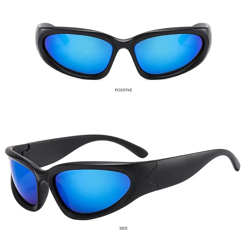 Y2K Wrap Around Sunglasses Futuristic Oval Sports Sun Glasses 2022 Trendy Fashion Shades Vintage Punk Goggle Eyewear