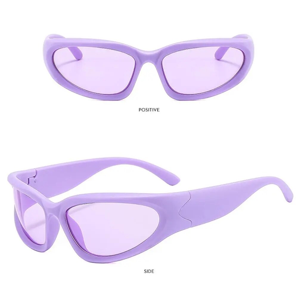 Y2K Wrap Around Sunglasses Futuristic Oval Sports Sun Glasses 2022 Trendy Fashion Shades Vintage Punk Goggle Eyewear