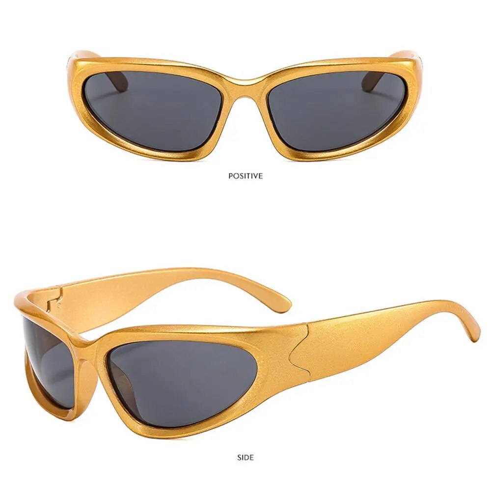 Y2K Wrap Around Sunglasses Futuristic Oval Sports Sun Glasses 2022 Trendy Fashion Shades Vintage Punk Goggle Eyewear