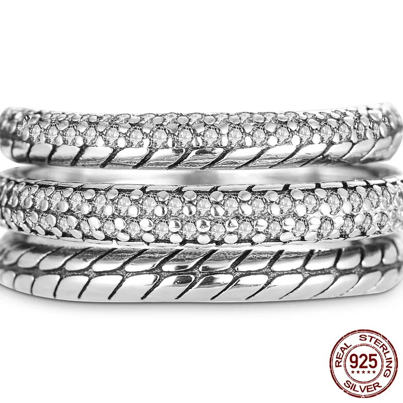 Women Silver Finger Rings for Women Original 925 Sterling Silver Cocktail Ring Geometric Cubic Zircon Heart Wedding Jewelry