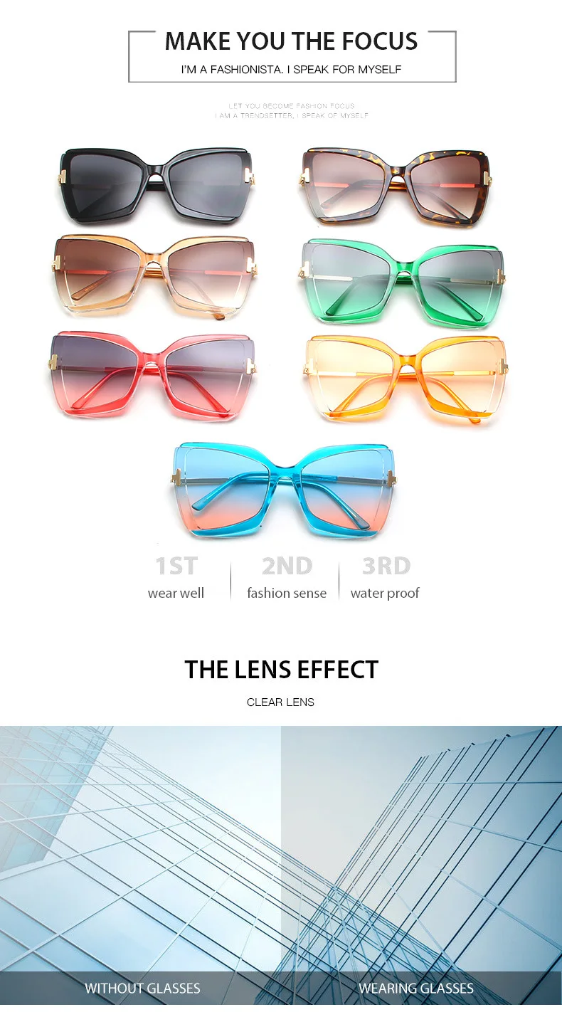 Brand Designer T Sunglasses 2022 New Oversized Square Women Sun Glasses Female Big Frame Colorful Shades for Women Oculos