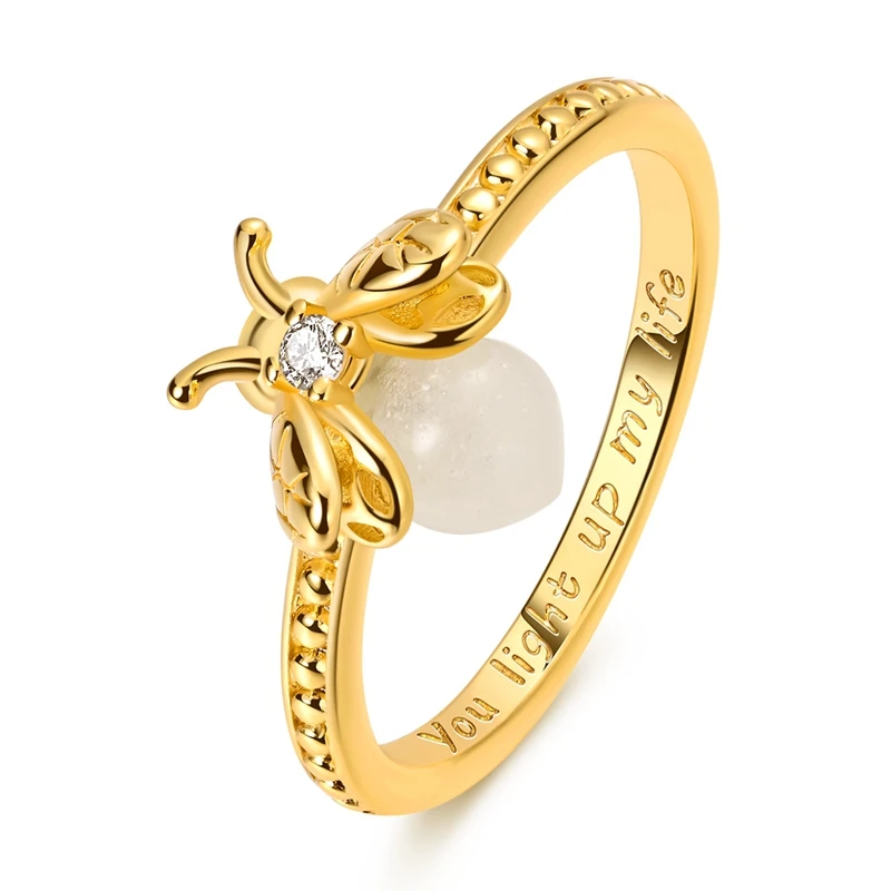 Original 925 Sterling Silver Sparkling Golden Star Firefly Moon Ring For Women Girls Jewelry Birthday Anniversary Gifts Original 925 Sterling Silver Sparkling Golden Star Firefly Moon Ring For Women Girls Jewelry Birthday Anniversary Gifts