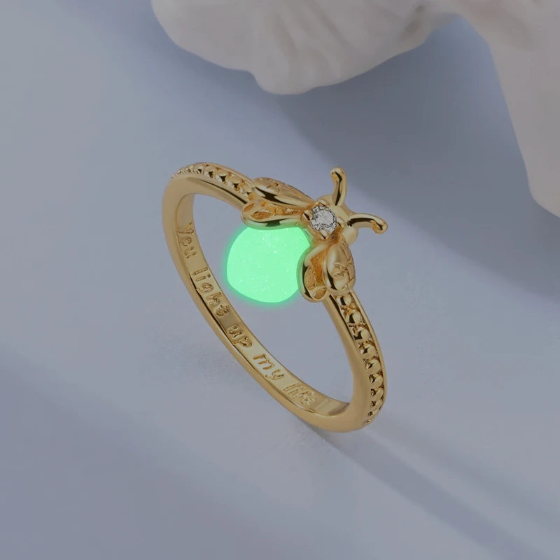 Original 925 Sterling Silver Sparkling Golden Star Firefly Moon Ring For Women Girls Jewelry Birthday Anniversary Gifts Original 925 Sterling Silver Sparkling Golden Star Firefly Moon Ring For Women Girls Jewelry Birthday Anniversary Gifts