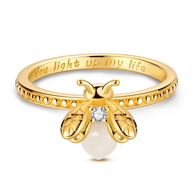 Original 925 Sterling Silver Sparkling Golden Star Firefly Moon Ring For Women Girls Jewelry Birthday Anniversary Gifts Original 925 Sterling Silver Sparkling Golden Star Firefly Moon Ring For Women Girls Jewelry Birthday Anniversary Gifts