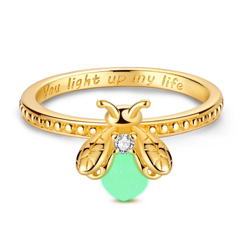 Original 925 Sterling Silver Sparkling Golden Star Firefly Moon Ring For Women Girls Jewelry Birthday Anniversary Gifts Original 925 Sterling Silver Sparkling Golden Star Firefly Moon Ring For Women Girls Jewelry Birthday Anniversary Gifts