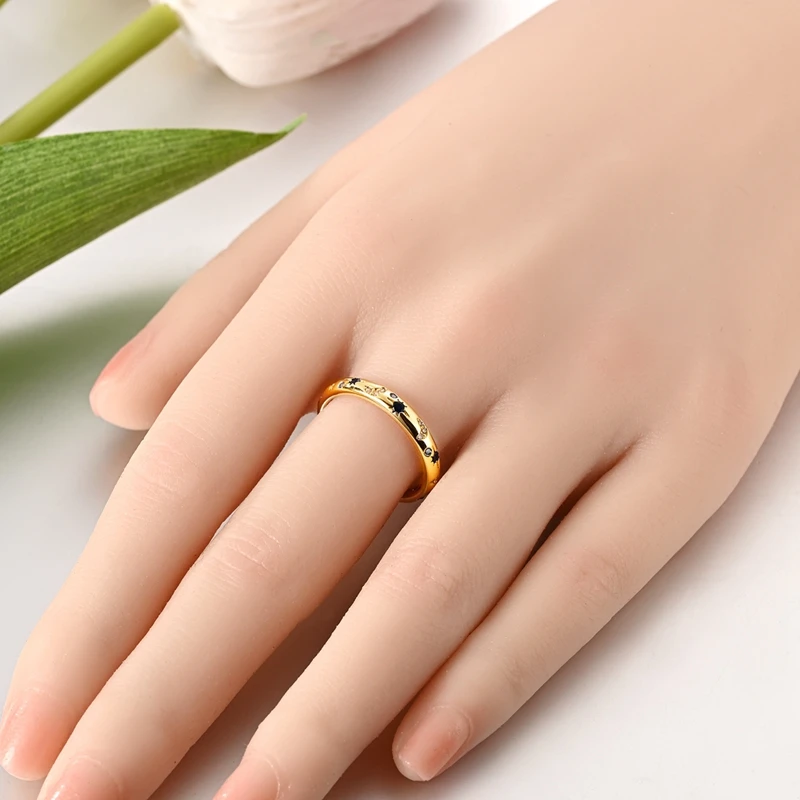 Original 925 Sterling Silver Sparkling Golden Star Firefly Moon Ring For Women Girls Jewelry Birthday Anniversary Gifts Original 925 Sterling Silver Sparkling Golden Star Firefly Moon Ring For Women Girls Jewelry Birthday Anniversary Gifts