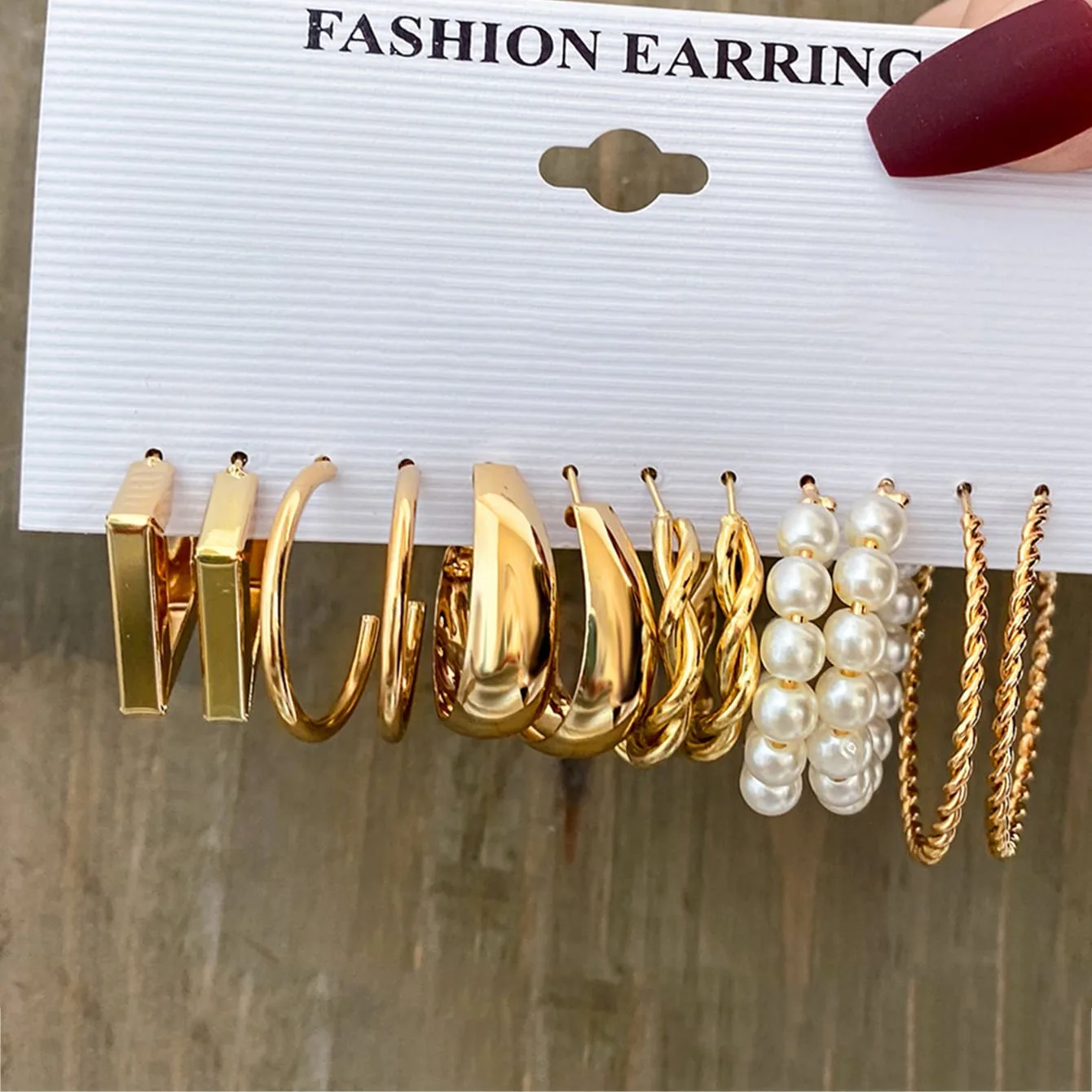 New 24 Pairs Earrings Set for Women Gold Color Bohemia Vintage Pearl Circle Geometric Hoop Earring Trendy Luxury Jewelry Gifts