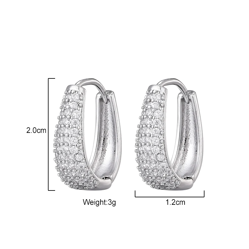 Fashion Zirconia Huggie Hoop Earrings Woman Geometric U Shape Hoops Ear Buckle Gold Silver Color Elegant Daily Vintage Jewelry