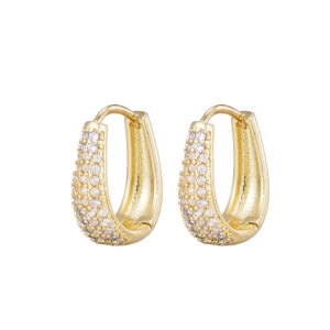 Fashion Zirconia Huggie Hoop Earrings Woman Geometric U Shape Hoops Ear Buckle Gold Silver Color Elegant Daily Vintage Jewelry