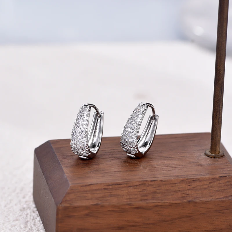 Fashion Zirconia Huggie Hoop Earrings Woman Geometric U Shape Hoops Ear Buckle Gold Silver Color Elegant Daily Vintage Jewelry