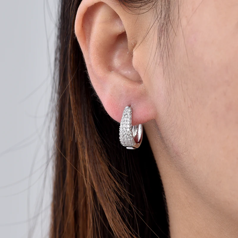 Fashion Zirconia Huggie Hoop Earrings Woman Geometric U Shape Hoops Ear Buckle Gold Silver Color Elegant Daily Vintage Jewelry