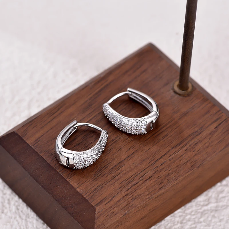 Fashion Zirconia Huggie Hoop Earrings Woman Geometric U Shape Hoops Ear Buckle Gold Silver Color Elegant Daily Vintage Jewelry