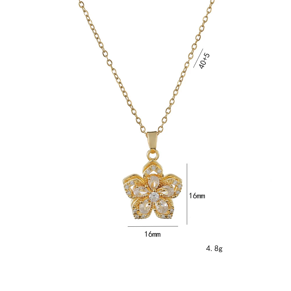 Shiny Zircon Romantic Flower Pendant Necklace For Women Gold Plated Rotatable Flowers Choker Girls Wedding Party Luxury Jewelry Shiny Zircon Romantic Flower Pendant Necklace For Women Gold Plated Rotatable Flowers Choker Girls Wedding Party Luxury Jewelry