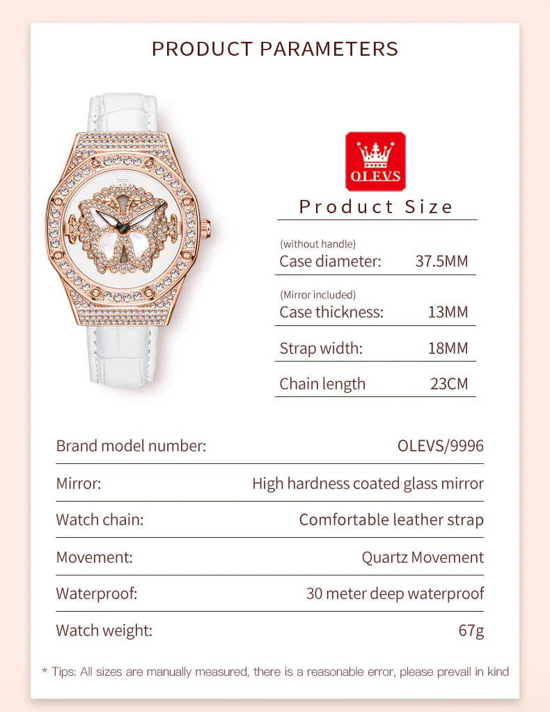 OLEVS 9996 Quartz Watch For Women Top Brand Fashion Woman Wristwatch Butterfly Luxury Waterproof Original Leather Dress Watches OLEVS 9996 Quartz Watch For Women Top Brand Fashion Woman Wristwatch Butterfly Luxury Waterproof Original Leather Dress Watches