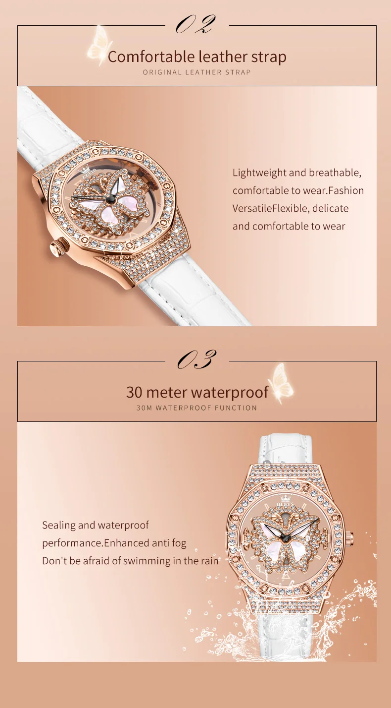 OLEVS 9996 Quartz Watch For Women Top Brand Fashion Woman Wristwatch Butterfly Luxury Waterproof Original Leather Dress Watches OLEVS 9996 Quartz Watch For Women Top Brand Fashion Woman Wristwatch Butterfly Luxury Waterproof Original Leather Dress Watches