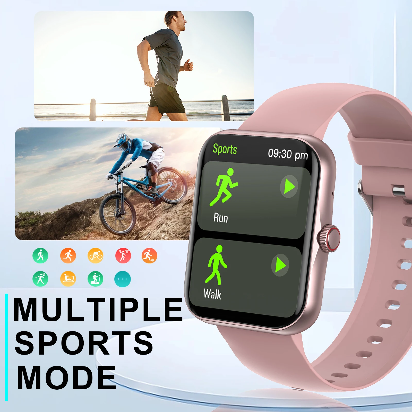 Smartwatch, custom wallpaper, call/message alerts, wireless calling, unisex sports watch, for Android and iPhone - Image 2