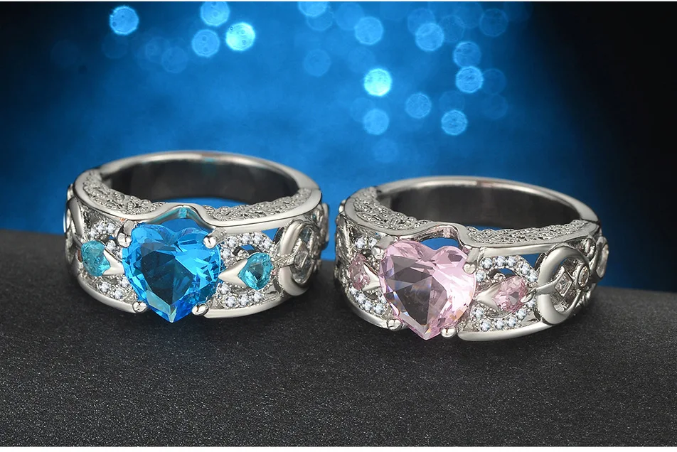 Classic 5 Color Authentic 925 Sterling Silver Ring Multicolor Love Heart Zircon Ring Wedding Jewelry Gift for Mother Anel Bijoux