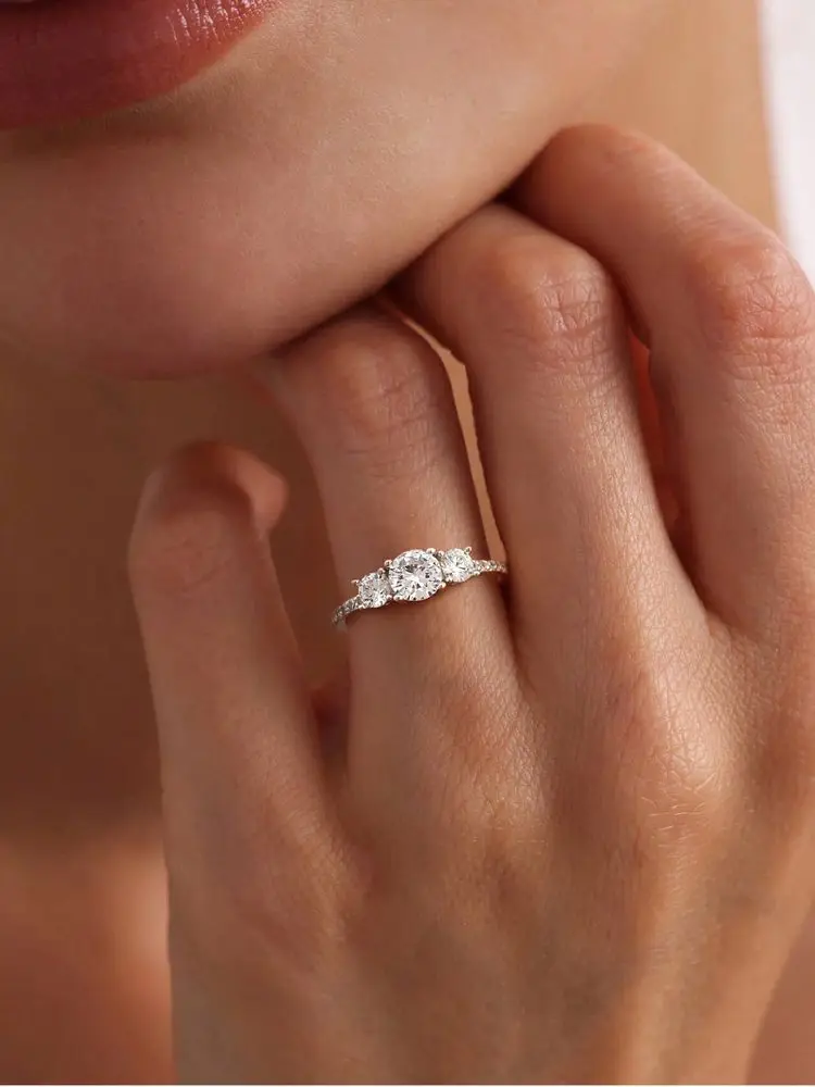 925 Sterling Silver Classic Fashion Zircon Round Ring For Women Anniversary Engagement Wedding Luxury High Quality Jewelry