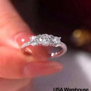 925 Sterling Silver Classic Fashion Zircon Round Ring For Women Anniversary Engagement Wedding Luxury High Quality Jewelry