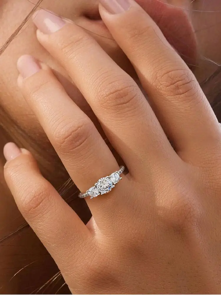 925 Sterling Silver Classic Fashion Zircon Round Ring For Women Anniversary Engagement Wedding Luxury High Quality Jewelry