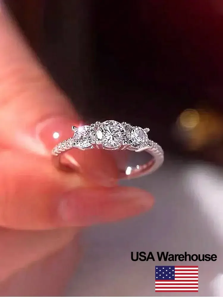 925 Sterling Silver Classic Fashion Zircon Round Ring For Women Anniversary Engagement Wedding Luxury High Quality Jewelry