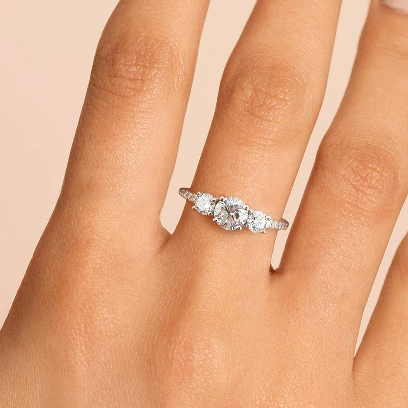 925 Sterling Silver Classic Fashion Zircon Round Ring For Women Anniversary Engagement Wedding Luxury High Quality Jewelry