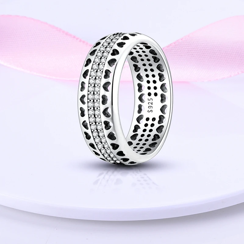 Rings Original 925 Sterling Silver Rings Bow Heart Sun Moon Star Zircon Rings For Women Jewelry Birthday Anniversary Gifts