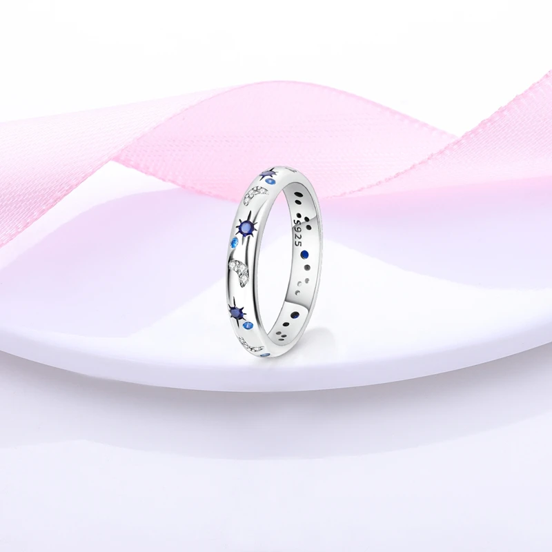 Rings Original 925 Sterling Silver Rings Bow Heart Sun Moon Star Zircon Rings For Women Jewelry Birthday Anniversary Gifts