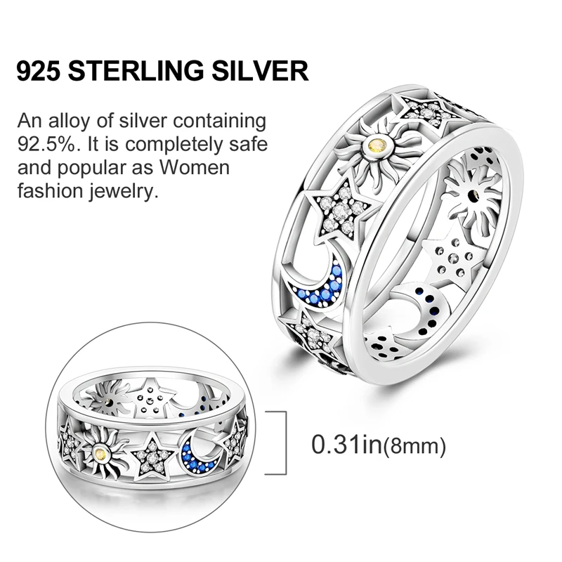 Hot Sales 925 Sterling Silver Rings Infinite Love Star Moon For Women Original Silver 925 Wedding Ring Jewelry Gift