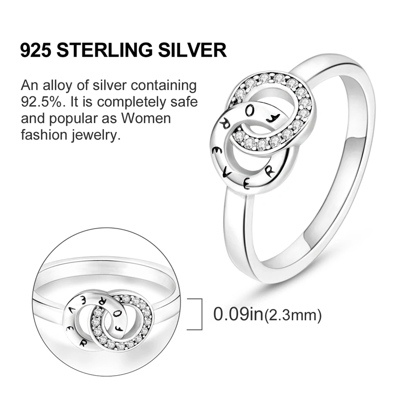 Hot Sales 925 Sterling Silver Rings Infinite Love Star Moon For Women Original Silver 925 Wedding Ring Jewelry Gift