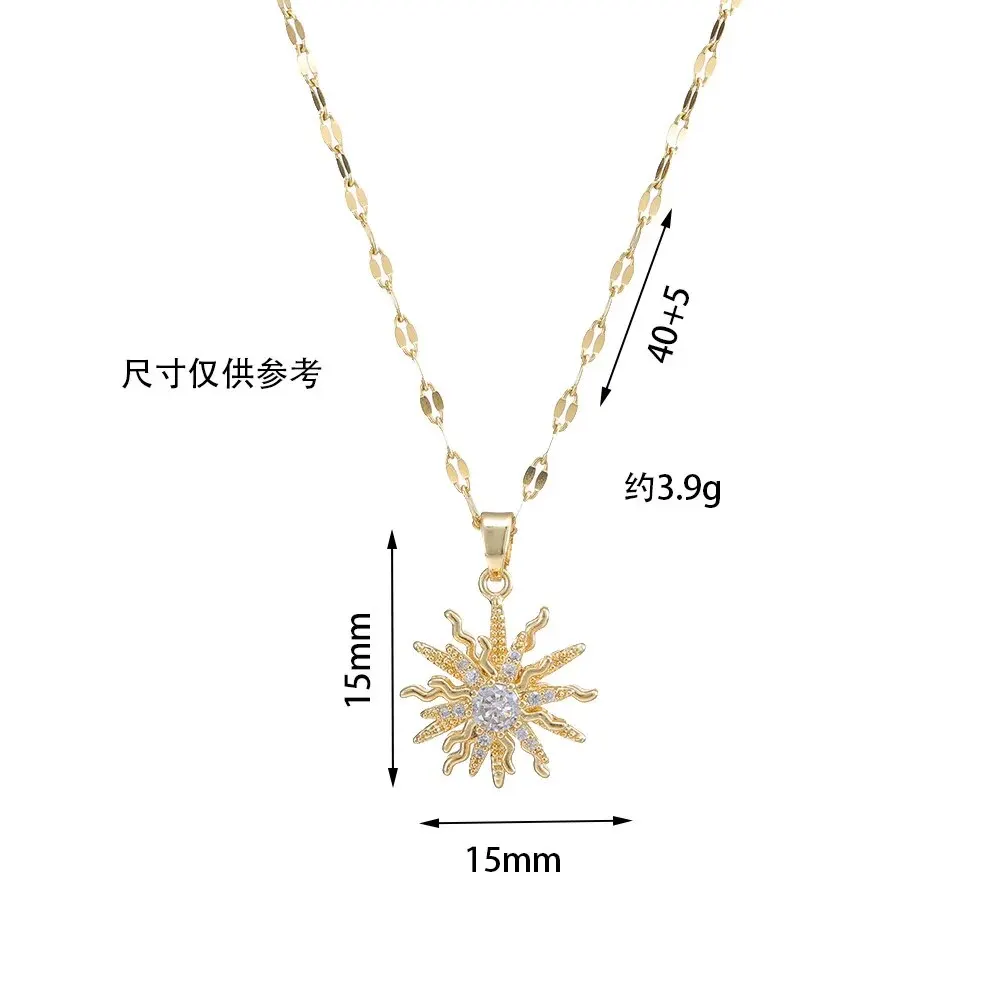 Light Luxury Spin Zircon Flower Pendant Necklace for Women Gold Color Quality High Sense Chain Necklaces Party Jewelry Gifts