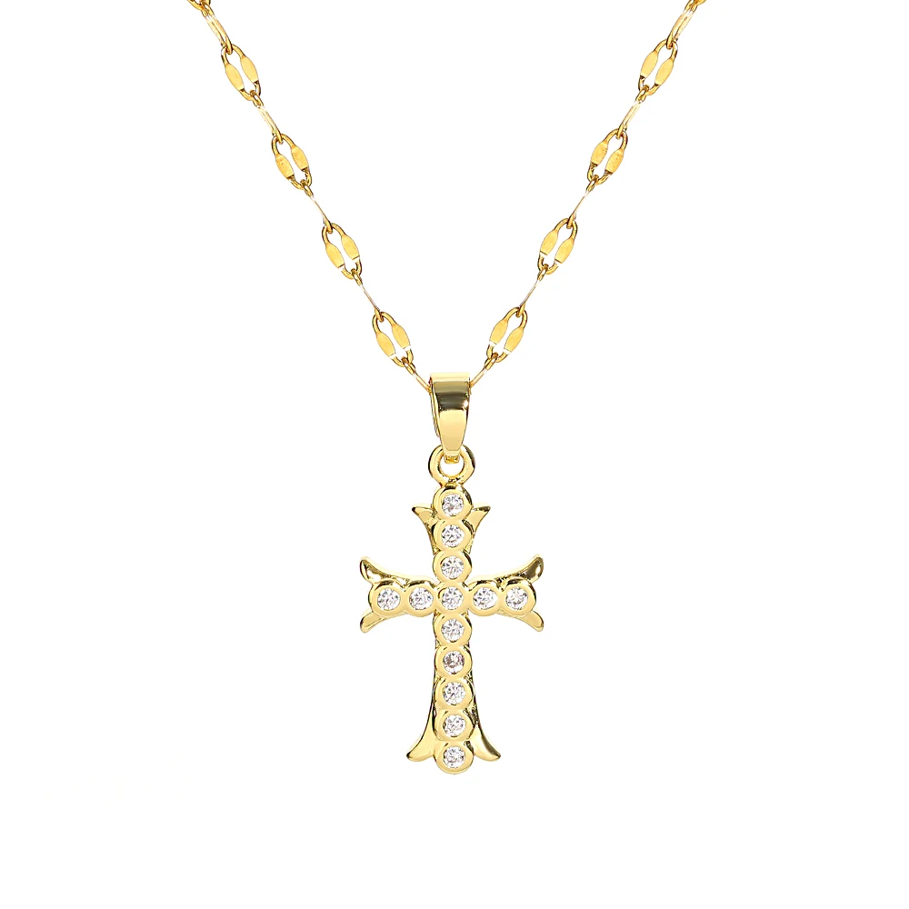 Religious Cross Necklace For Women Men Stainless Steel Chain Necklaces Christian Pendant Collar Pray Baptism Christmas Gift