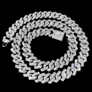 20-Inch Double-Drain Cuban Chain Unisex Ice-Frozen Edition Sparkling Diamond-Shaped Hip-Hop Style Cuban Necklace Jewelry