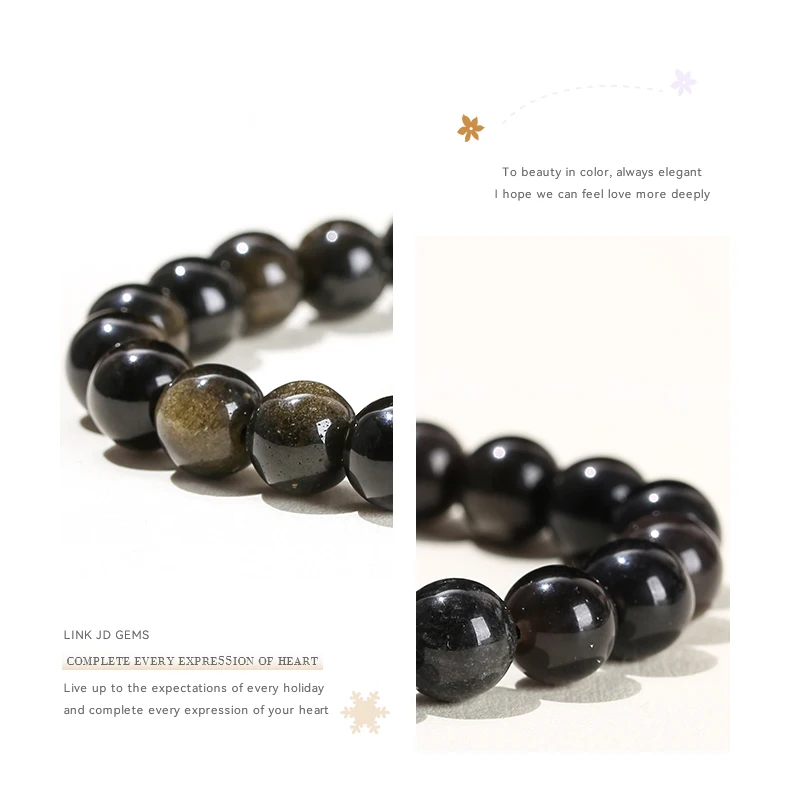 JD Natural Stone Beads Bracelet Amethyst Tiger Eye Crystal Quartz Agate Gem Beads Bangles Women Men Reiki Healling Jewelry Gift