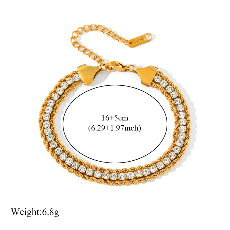 EILIECK 316L Stainless Steel Twisted Bracelet Bangles For Women Trendy 18K Gold Plated Wrist Chain Waterproof Jewelry Gift Party