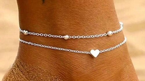 Silver Multi-Layered Anklet Set Bohemian StackedOval Satellite Beads Heart Shape Anklet Fashion Beach Surfer Jewelry Accessories